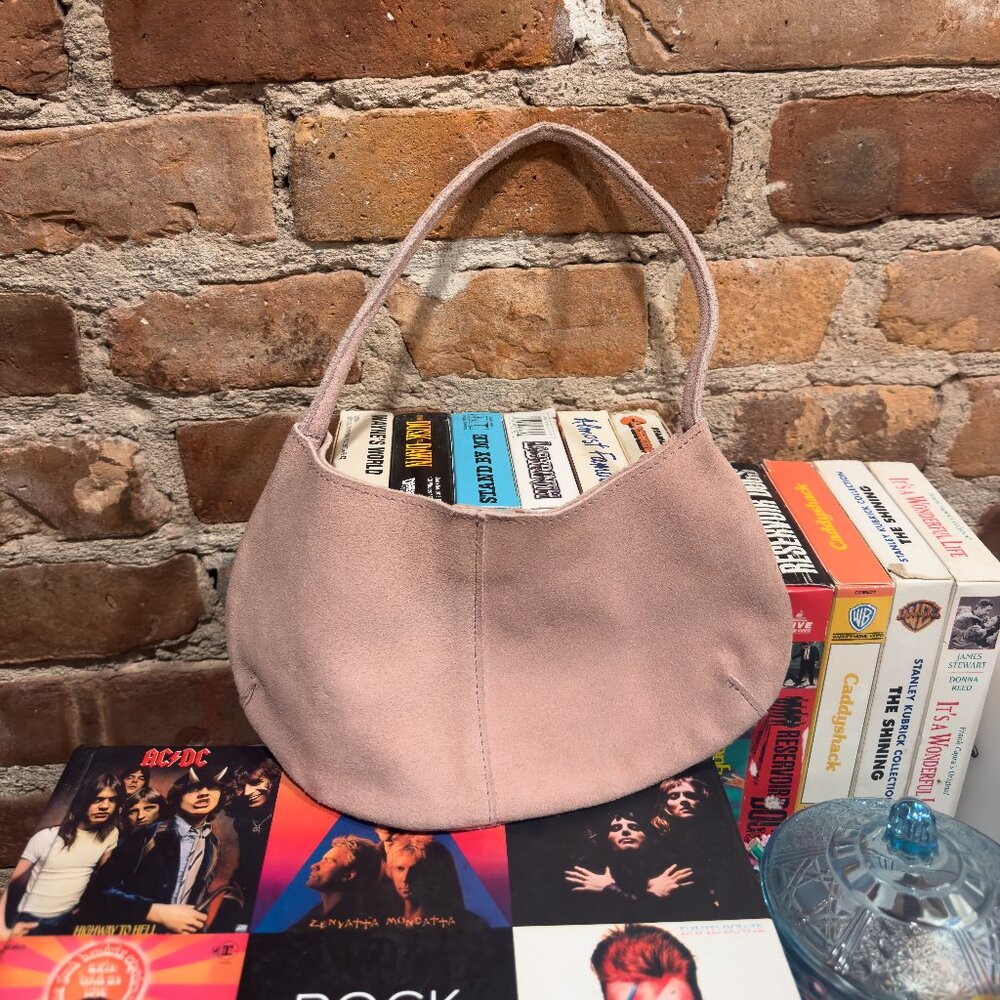 VINTAGE BLUSH SUEDE SHOULDER BAG